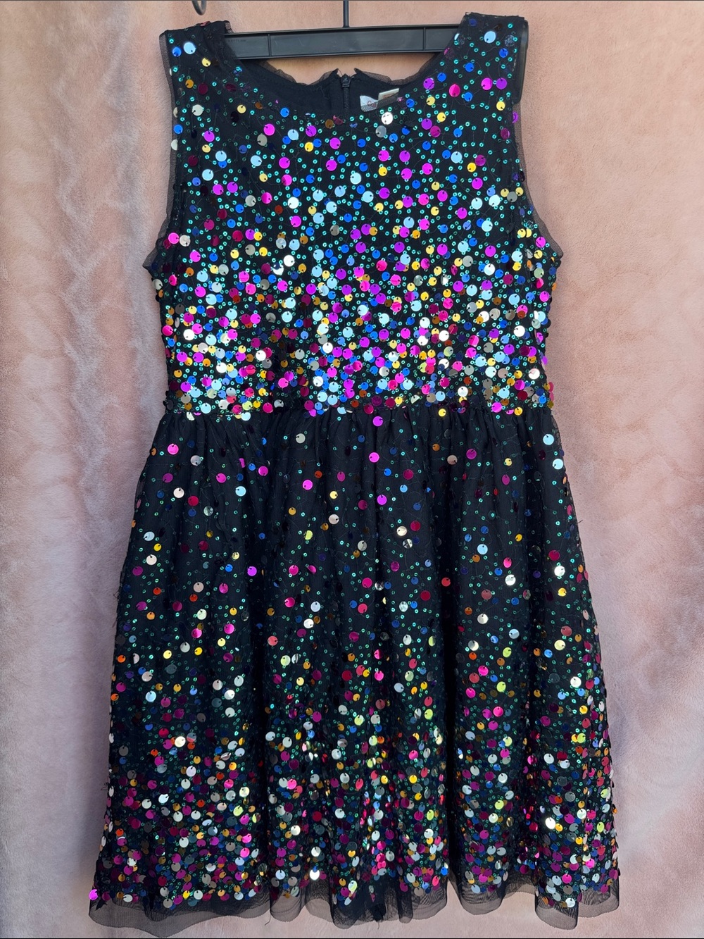 Girls L 10/12 Black Sequin Fancy Dress